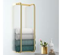 Wall Towel Rack for Bathroom, Bathroom Towel Storage, Bath Towel Holder for Rolled Bath Towels, Small Space Bathroom Towel Storage, Bathroom Organizer - Brushed Gold