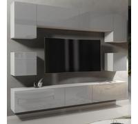 Wall Tv Unit Panorama - White & Grey Gloss Doors