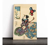 Wall Utagawa Toyokuni Vintage Japanese Oriental Art (19) Canvas Print | Gallery Wrapped 30mm Frame Wall Art | 20x14 inches | Ready to Hang | Asian Picture | Living Room Bedroom Lounge Office