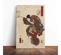 Wall Utagawa Toyokuni Vintage Japanese Oriental Art (20) Canvas Print | Gallery Wrapped 30mm Frame Wall Art | 24x16 inches | Ready to Hang | Asian Picture | Living Room Bedroom Lounge Office