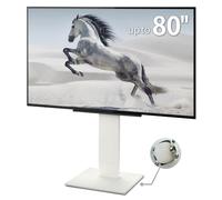 WALL V5 Low Type | Minimalist Rolling TV Stand for 32-80 Inch | Satin White | Portable, Space Saving, Height Adjustable, No Drill | for Living Room and Bedroom | Japan-Engineered Design