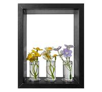 Wall Vases for Flowers - Clear Glass Plant Terrarium Vase | Decorative Flower Cutting Agent Station, 3 Vases Retro Wooden Stand for Home ofice Decor, House Warming Birthday 5.71 x 7.48 Inches