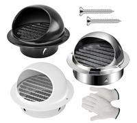 Wall Ventilation Outlet 50mm 100mm 150mm 200mm 90mm 304 Stainless Steel Round Vent Cover External Dryer Vent Cap for Kitchen Bathroom Bedroom with Screen(Black,110MM-4.3IN)
