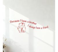 Wall Vinyl Sticker Decor Because I Have a Brother I Always Have a Friend with Polar Bears 30x86cm Wall beautification Red