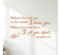 Wall Vinyl Sticker Decor Before I Formed You in the Womb I Knew You Before You were Born from Your Mother's Womb I Set You Apart as holy. Jeremiah 1:5 35x63.3cm Multi Color Selection Orange