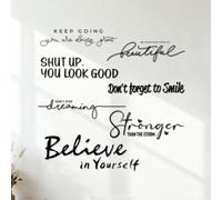 Wall Vinyl Sticker Decor Believe in Yourself 54.6x56.5cm Equipped with Transfer Film kit Black
