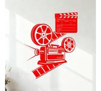 Wall Vinyl Sticker Decor Camera Cinema Movie Hollywood 35x43.7cm Self Adhesive Red