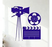 Wall Vinyl Sticker Decor Camera Movie Star Hollywood 54.6x63.7cm Glass Stickers DarkBlue