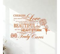 Wall Vinyl Sticker Decor Cherish Those who Prove Their Love It's a lot Easier for Someone to be Nice to You on a Beatiful Day with Flower Illustration 54.6x82.1cm Can modify and add information Orange