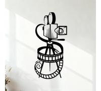 Wall Vinyl Sticker Decor Cinema Film Reel Camera Movie Clip Camera 34x69.7cm Equipped with Transfer Film kit Black