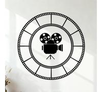 Wall Vinyl Sticker Decor Film Cinema Camera Movie Lover 42x42cm Removable Without Leaving Glue Black