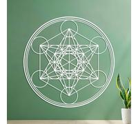 Wall Vinyl Sticker Decor Geometric Metatron's Cube Alchemy Line Circle Mandala 54.6x54.6cm Personalized Customization White