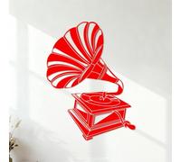 Wall Vinyl Sticker Decor Gramophone Music Vintage ation 35x47.2cm It Won't Fall Off Red
