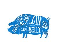 Wall Vinyl Sticker Decor Hand Drawn Butcher Cuts Scheme Pork Meat 45x82cm Personalized Customization Blue