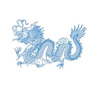 Wall Vinyl Sticker Decor Hand Drawn Chinese Dragon line Art 50.4x75.2cm Car Body Decoration Blue