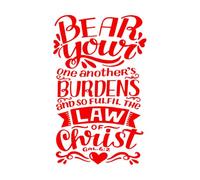 Wall Vinyl Sticker Decor Hand Lettering Bear Your one Another Burdens 50.4x80.9cm Removable Without Leaving Glue Red