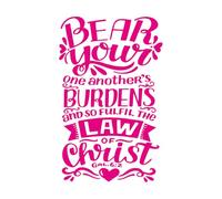 Wall Vinyl Sticker Decor Hand Lettering Bear Your one Another Burdens 57.6x92.5cm Self Adhesive Rosered