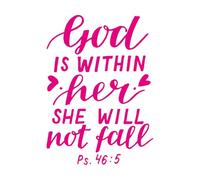 Wall Vinyl Sticker Decor Hand Lettering god is Within her she Will not Fall 50.4x70.8cm Easy Installation Rosered
