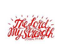 Wall Vinyl Sticker Decor Hand Lettering The Lord is My Strength 54.4x97.9cm Multiple Size Options Red