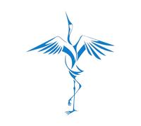 Wall Vinyl Sticker Decor Heron Japanese Asian Bird Wings 36x43.2cm Easy Installation Small Blue