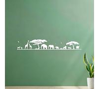 Wall Vinyl Sticker Decor Huge Safari Animals Elephant Giraffe Africa Tiger Jungle Forest Tree Bird Zoo 18.2x114.5cm Equipped with Transfer Film kit White