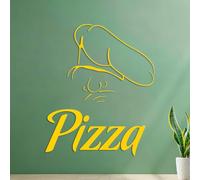 Wall Vinyl Sticker Decor Italian Pizza Chef Restaurant Fast Food Logo Burger Quick Delicious Food 42x50.7cm Equipped with Transfer Film kit Yellow