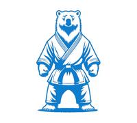 Wall Vinyl Sticker Decor Karateka Polar Bear Stands in Fighting Stance Ready 57.6x92.2cm Can Modify and add Information Blue