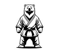 Wall Vinyl Sticker Decor Karateka Polar Bear Stands in Fighting Stance Ready 57.6x92.2cm Window Decals Black