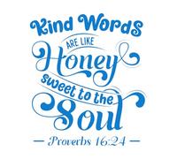 Wall Vinyl Sticker Decor Kind Words are as Sweet as Honey and Make People Happy. Bible Verses 54.6x62cm Window Decals Blue