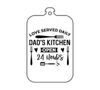 Wall Vinyl Sticker Decor Kitchen Apron with Cutting Board says Love Served Every Day Dad's Kitchen Open 24 Hours 50.4x81.1cm Tattoo Culture Black