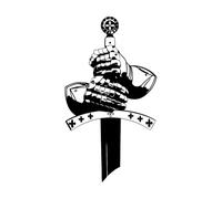 Wall Vinyl Sticker Decor Knight Warrior Hands Sword Middle Ages 48x84.2cm Do not Damage The wall Surface Large Black