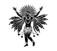 Wall Vinyl Sticker Decor Lakota Sioux Sun Dance 54.6x59cm It Won't Fall Off Black