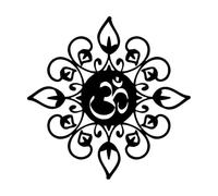 Wall Vinyl Sticker Decor Om Mantra Hinduism Mandala Meditation 36x36cm Self Adhesive Small Black