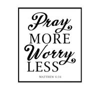 Wall Vinyl Sticker Decor Pray More Worry Less 49.2x57.8cm Personalized Customization Black