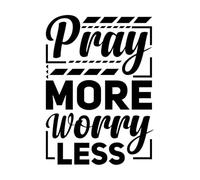 Wall Vinyl Sticker Decor Pray More Worry Less Typography Quotes 36x49.9cm It Won't Fall Off Black