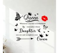 Wall Vinyl Sticker Decor Queen Whenever You Feel overwhelmed Remember Whose Daughter You are and straighten Your Crown 54.6x73.5cm Tattoo Culture Black