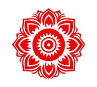Wall Vinyl Sticker Decor Radiant Mandala Silhouette Design 42x43.2cm Multiple Size Options Red