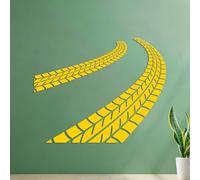 Wall Vinyl Sticker Decor Tire Tracks Driver Garage Car Teen 35x43.8cm Multi Color Selection Yellow