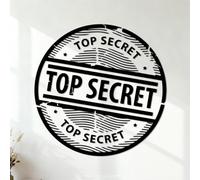 Wall Vinyl Sticker Decor Top Secret Spy Stamp Confidential Private 54.6x54.7cm Equipped with Transfer Film kit Black