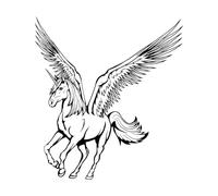 Wall Vinyl Sticker Decor Unicorn Fantasy World Myth Pegasus Wings 36x40.3cm Removable Without Leaving Glue Small Black