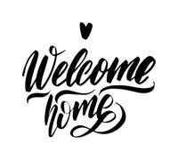 Wall Vinyl Sticker Decor Welcome Home Hand Drawn Calligraphy and Brush Pen 34x39.3cm Waterproof Black
