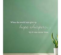 Wall Vinyl Sticker Decor When The World say give up Hope Whispers Try it one More time Inspiration 35.1x117.8cm Window Decals White