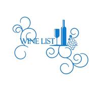 Wall Vinyl Sticker Decor Wine List Bottle Glass Grapes Bar Restaurant Alcohol 68x89.7cm Glass Stickers Blue