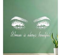 Wall Vinyl Sticker Decor Woman Makeup Eyelashes Eyelash Extension Beauty Shop Eyebrow Beauty 54.6x99.5cm Can Modify and add Information White