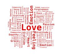 Wall Vinyl Sticker Decor Word Cloud Love Passion Heart Gratefulness 54x57.1cm Art Decoration Red