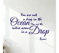 Wall Vinyl Sticker Decor You are not A Drop in THE Ocean You are THE Entire Ocean in A Skirt. Rumi 54.6x78cm Tattoo Culture DarkBlue