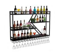 Wall Wine Rack with 3-Tier Diamond Design, Sturdy Metal Support for Liquor Bottles and Glass Holder, Perfect for Home Bar and Wine Enthusiasts, 160cm Length