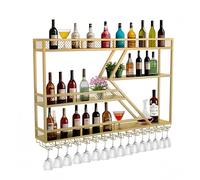 Wall Wine Rack with 3-Tier Diamond Design, Sturdy Metal Support for Liquor Bottles and Glass Holder, Perfect for Home Bar and Wine Enthusiasts, 160cm Length