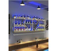 Wall Wine Rack with 3-Tier Diamond Design, Sturdy Metal Support for Liquor Bottles and Glass Holder, Perfect for Home Bar and Wine Enthusiasts, 160cm Length