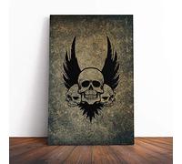 Wall Wings and Skulls Art Canvas Print | Gallery Wrapped 30mm Frame Wall Art | 30x20 inches | Ready to Hang | Contemporary Skull Picture | Living Room Bedroom Lounge Office